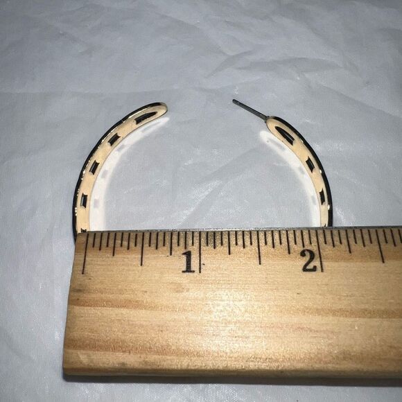 Gold Tone Large “Filmstrip” Cut Hoop Earrings - Picture 6 of 7